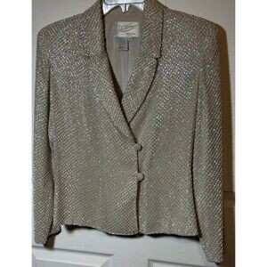 Rickie Freeman for Tj Nites Blazer Wm Sz 8 Clear Iridescent Seed Bead 100% Silk